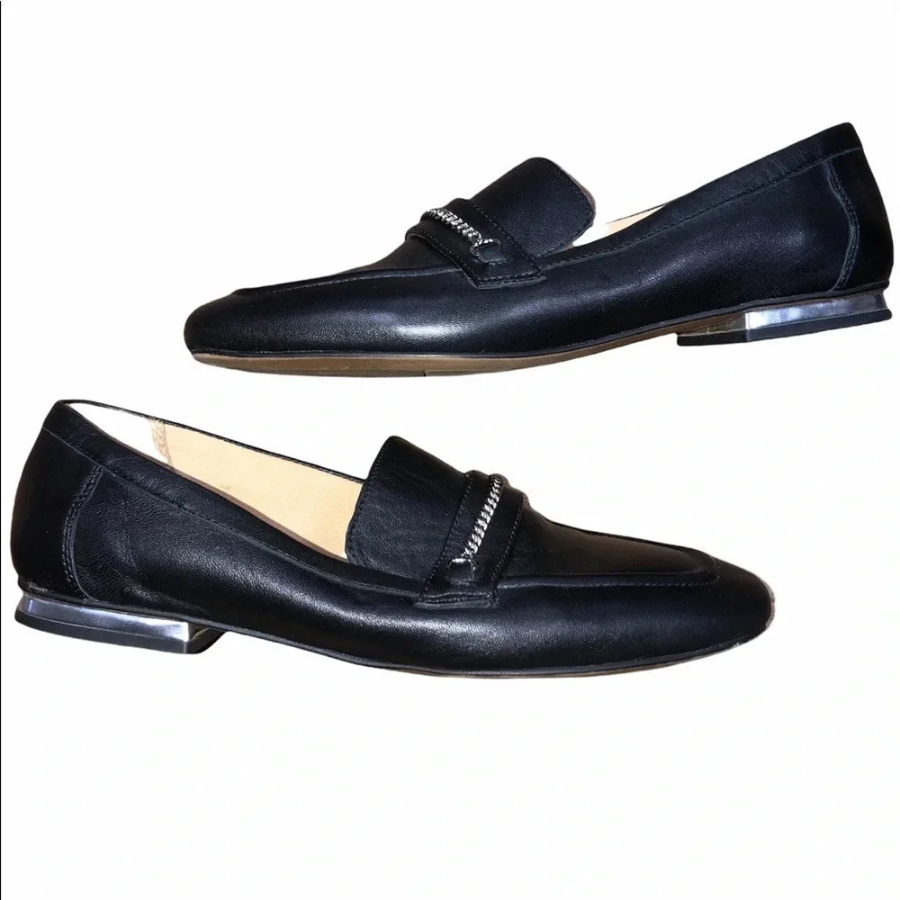 Franco Sarto size 7M black leather loafers